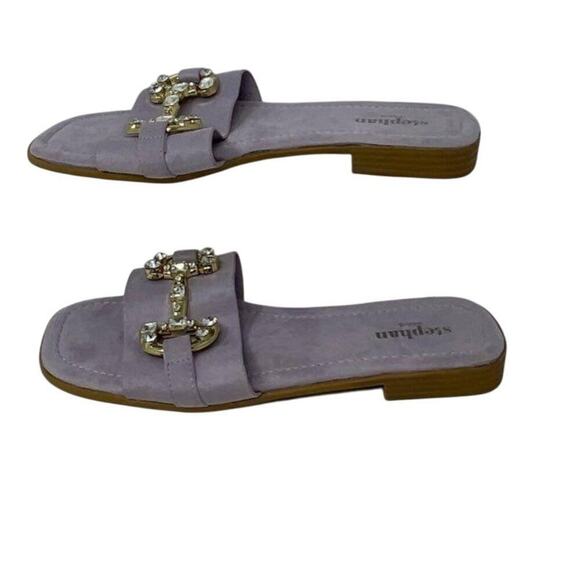 Stephan Paris Lilac Slides Size 9 – Bridal Brunch Summer Sandals New - Picture 5 of 6